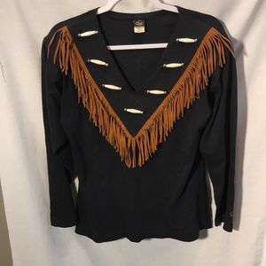 Tanya ladies size M long sleeved fringed top